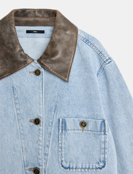 джинсовая куртка с воротником из кожи - цена, описание и отзывы - фото №3