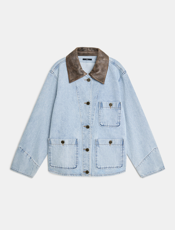 джинсовая куртка с воротником из кожи - цена, описание и отзывы - фото №1