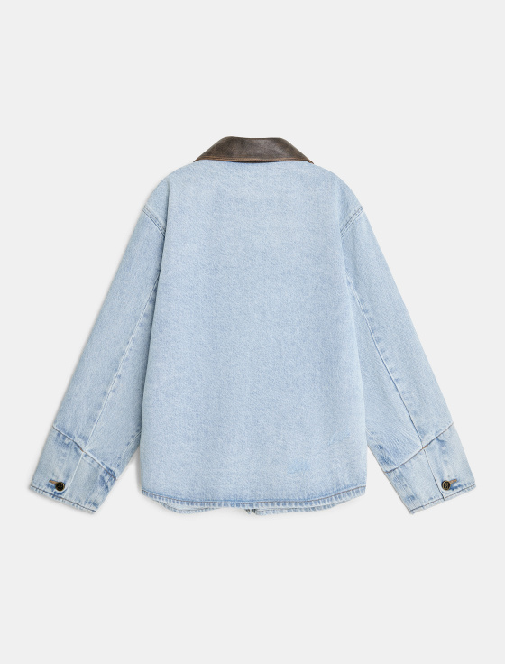 джинсовая куртка с воротником из кожи - цена, описание и отзывы - фото №2