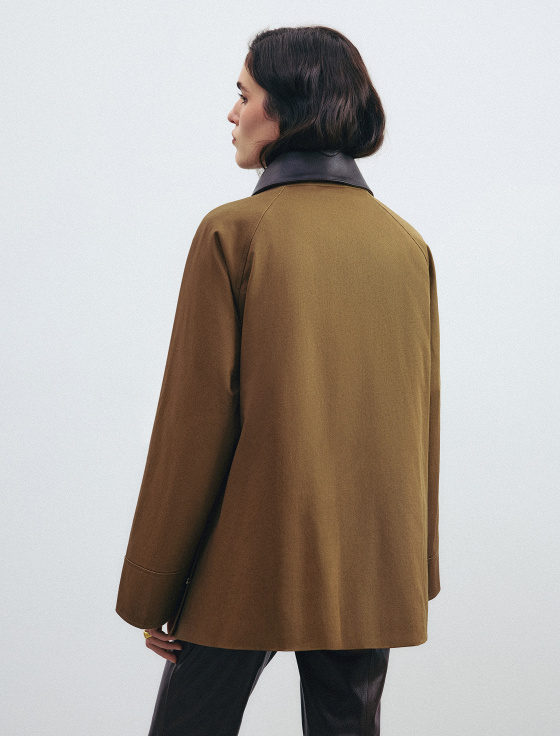 куртка из хлопка с кожаным воротником - цена, описание и отзывы - фото №3