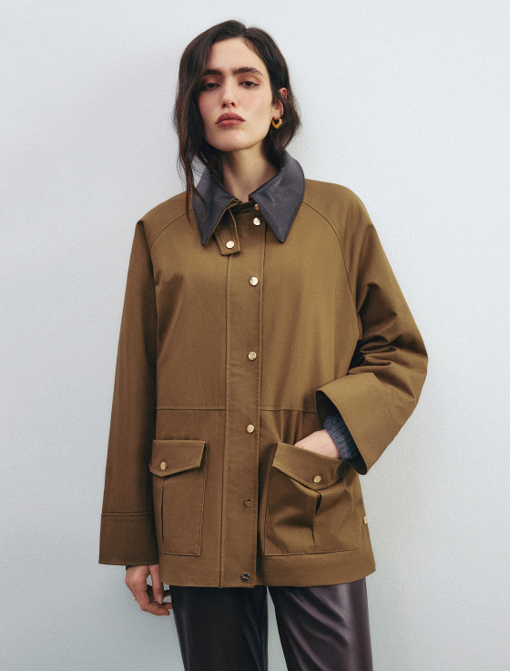 куртка из хлопка с кожаным воротником - цена, описание и отзывы - фото №2