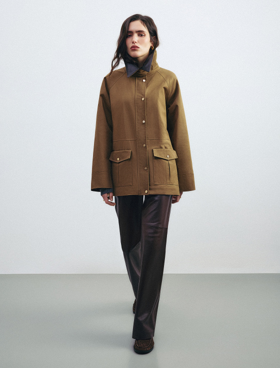 куртка из хлопка с кожаным воротником - цена, описание и отзывы - фото №4