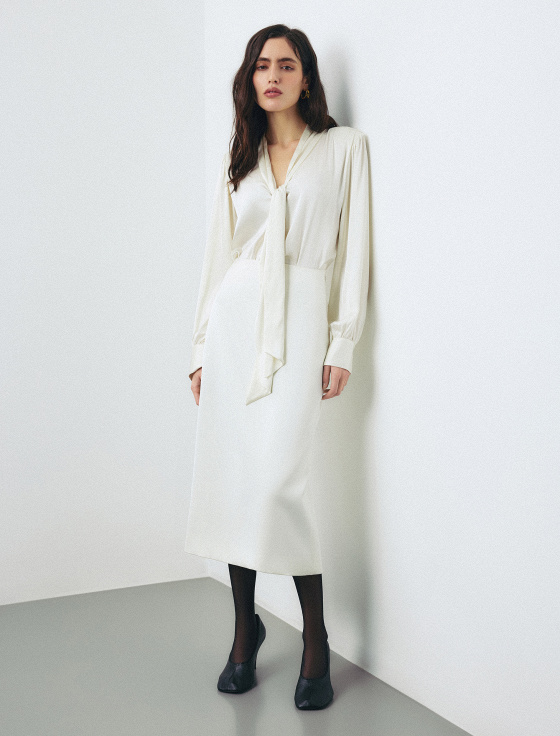 блуза с шарфом из вискозы - цена, описание и отзывы - фото №4