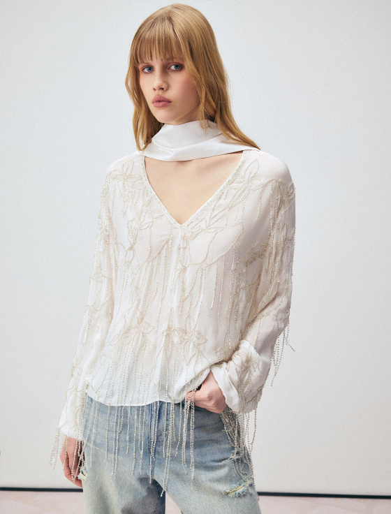 блуза из вискозы с вышивкой бисером - цена, описание и отзывы - фото №1