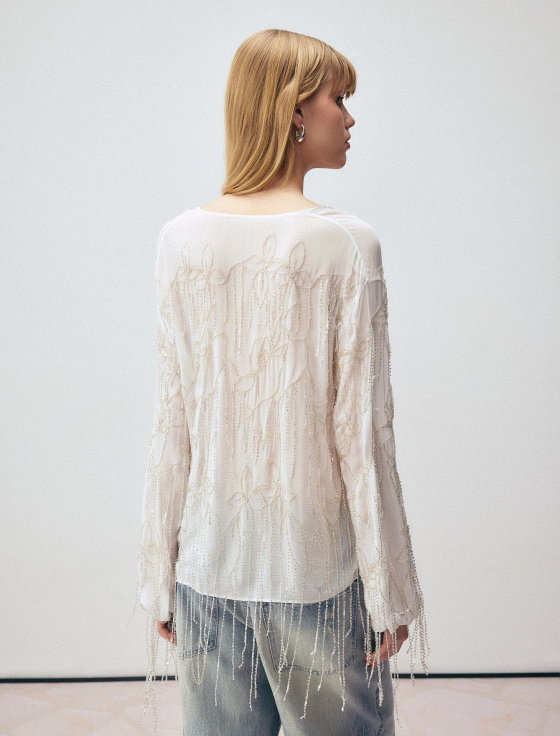 блуза из вискозы с вышивкой бисером - цена, описание и отзывы - фото №4