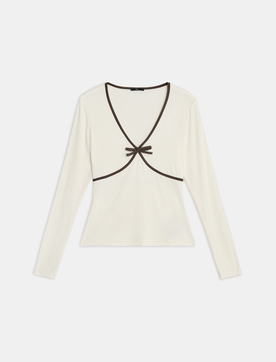 лонгслив из тенсела с отделкой лентой - цена, описание и отзывы - фото №1