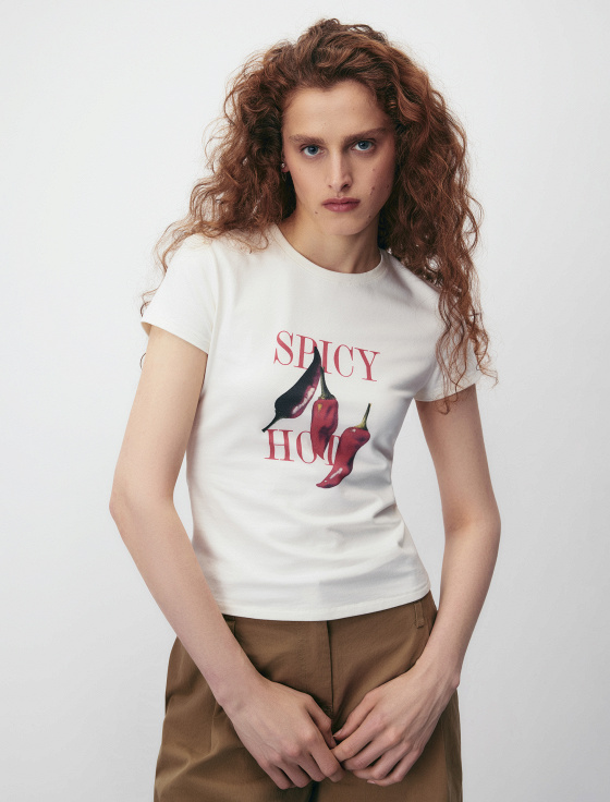 футболка из хлопка с принтом - цена, описание и отзывы - фото №1