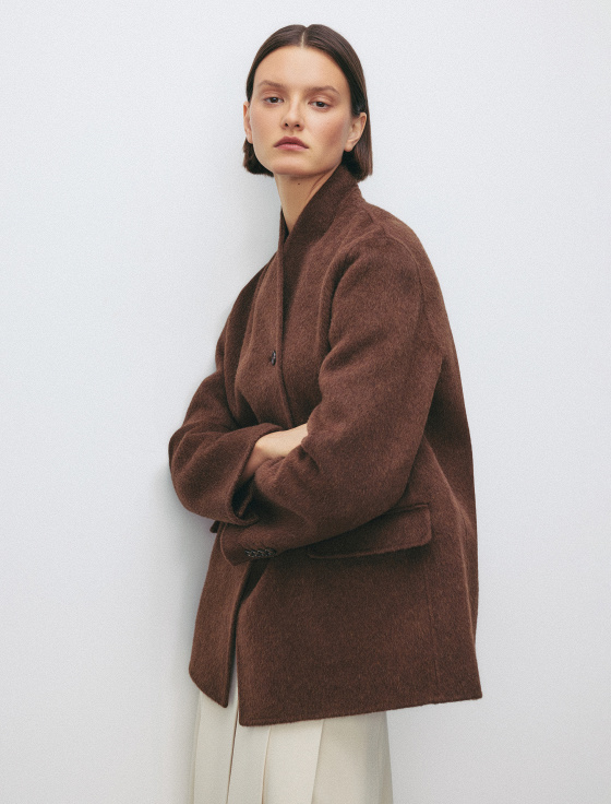 двубортный жакет-пальто из шерсти - цена, описание и отзывы - фото №4