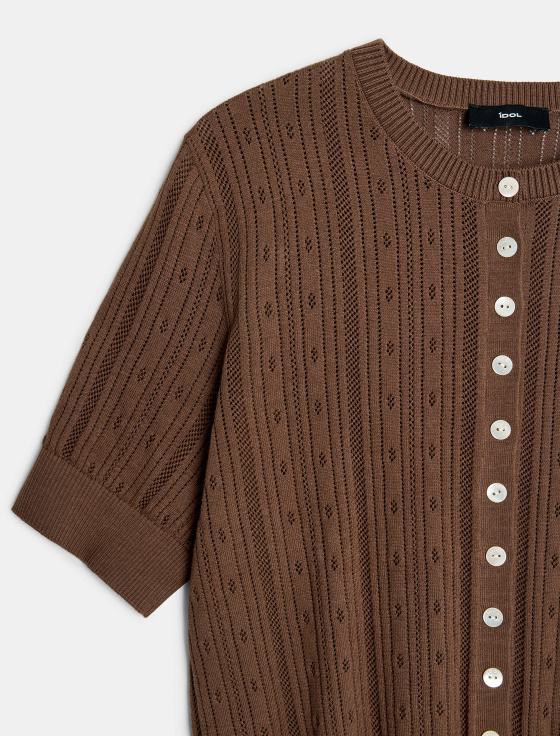 джемпер с коротким рукавом из хлопка и шёлка - цена, описание и отзывы - фото №3