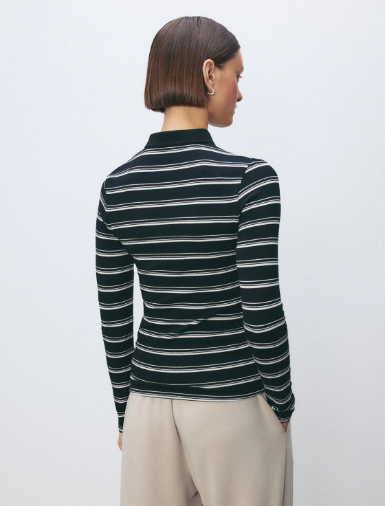 лонгслив-поло из хлопка в полоску - цена, описание и отзывы - фото №4