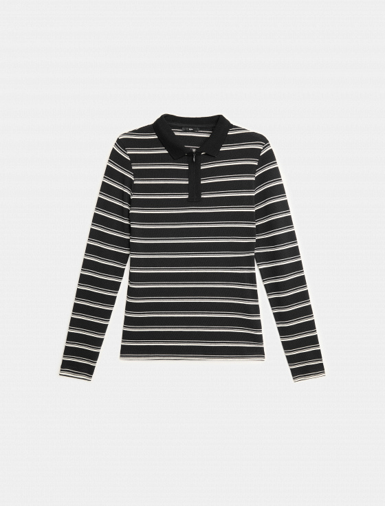 лонгслив-поло из хлопка в полоску - цена, описание и отзывы - фото №1