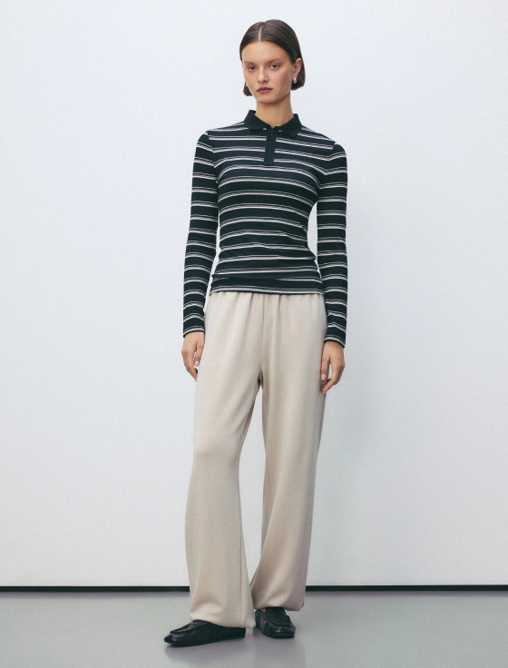 лонгслив-поло из хлопка в полоску - цена, описание и отзывы - фото №3