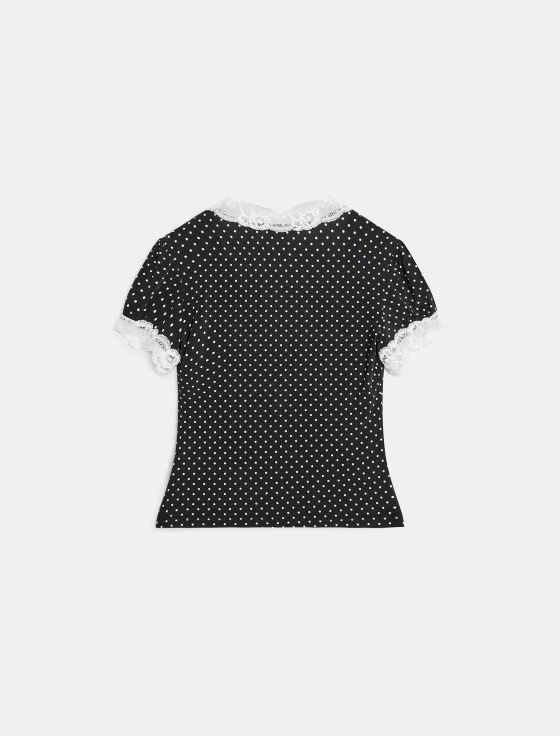 блузка из вискозы с принтом горошек и кружевом - цена, описание и отзывы - фото №2
