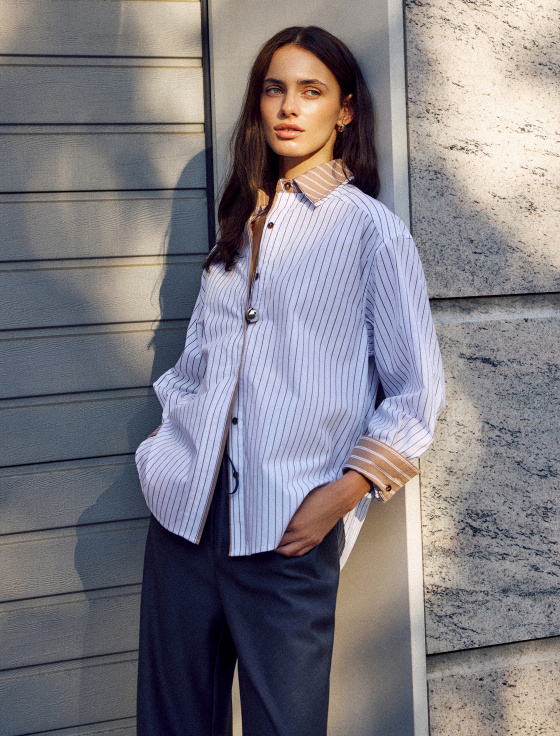 рубашка из 100% хлопка в полоску - цена, описание и отзывы - фото №2