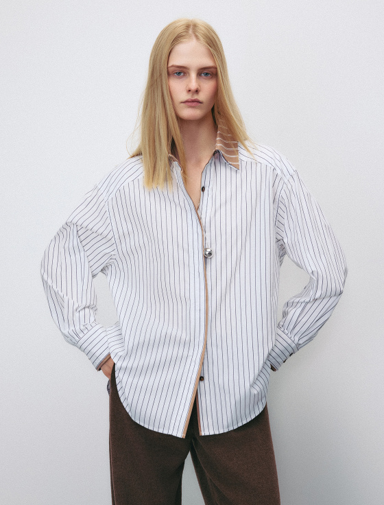 рубашка из 100% хлопка в полоску - цена, описание и отзывы - фото №4