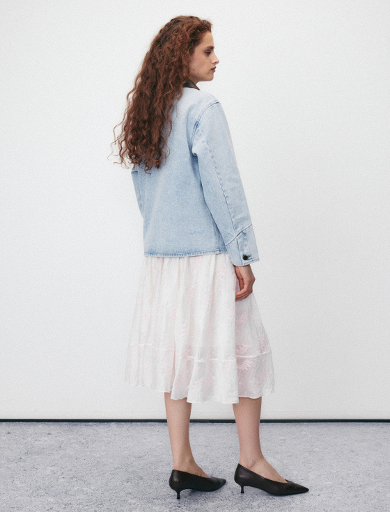 юбка миди из полупрозрачной вискозы с цветочной вышивкой - цена, описание и отзывы - фото №3