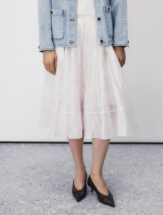 юбка миди из полупрозрачной вискозы с цветочной вышивкой - цена, описание и отзывы - фото №2