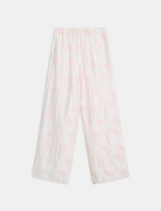 брюки из полупрозрачной вискозы с цветочной вышивкой - цена, описание и отзывы - фото №1