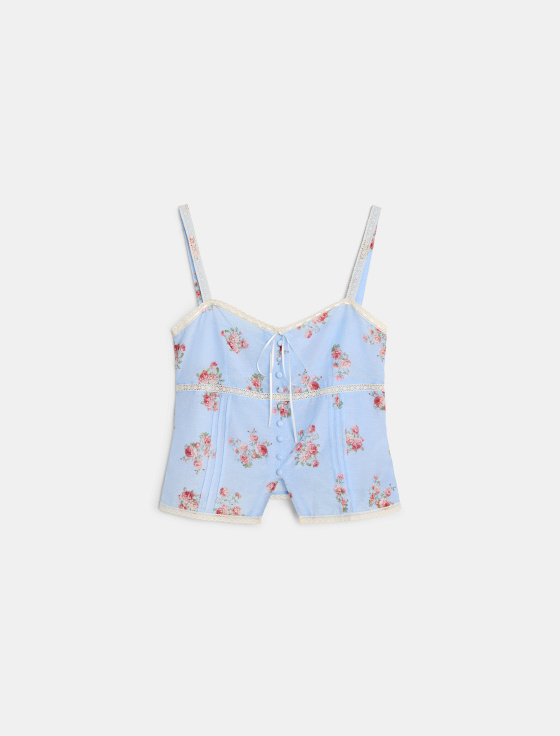 топ с цветочным принтом и кружевом - цена, описание и отзывы - фото №1