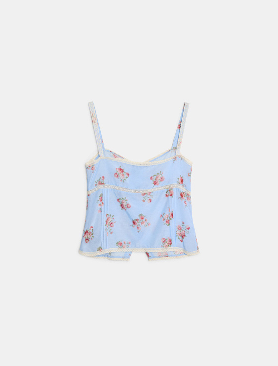 топ с цветочным принтом и кружевом - цена, описание и отзывы - фото №2