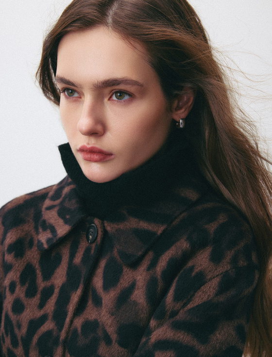 пальто из 100% шерсти с анималистичным принтом - цена, описание и отзывы - фото №6