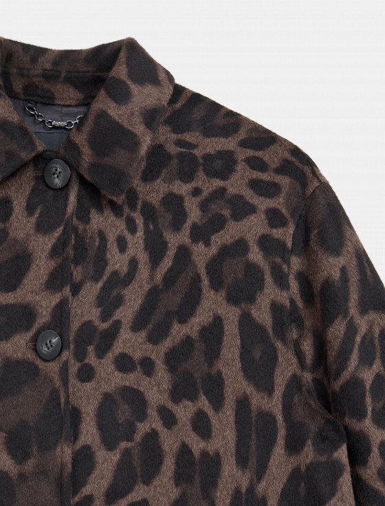 пальто из 100% шерсти с анималистичным принтом - цена, описание и отзывы - фото №8