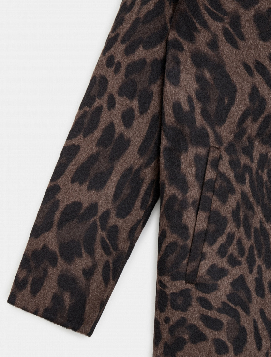 пальто из 100% шерсти с анималистичным принтом - цена, описание и отзывы - фото №9