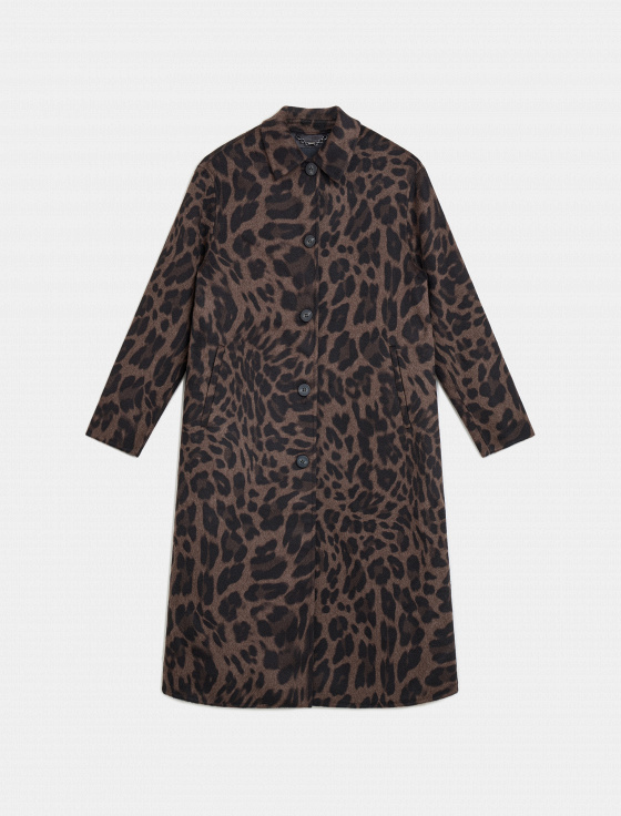 пальто из 100% шерсти с анималистичным принтом - цена, описание и отзывы - фото №1