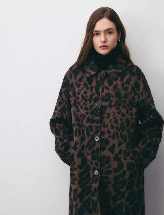 пальто из 100% шерсти с анималистичным принтом - цена, описание и отзывы - фото №4