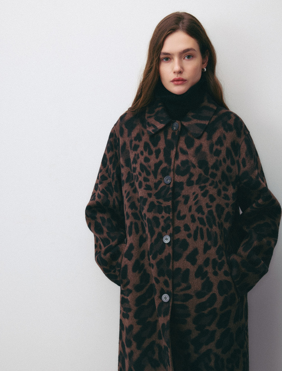 пальто из 100% шерсти с анималистичным принтом - цена, описание и отзывы - фото №4