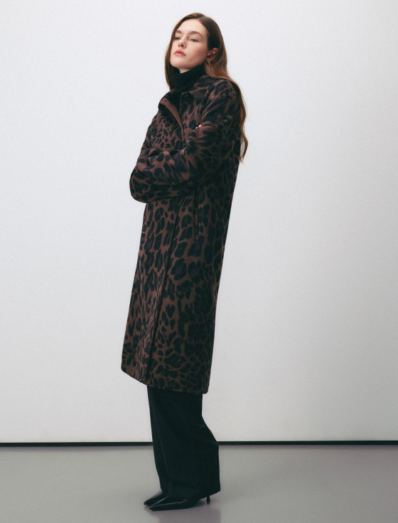 пальто из 100% шерсти с анималистичным принтом - цена, описание и отзывы - фото №6