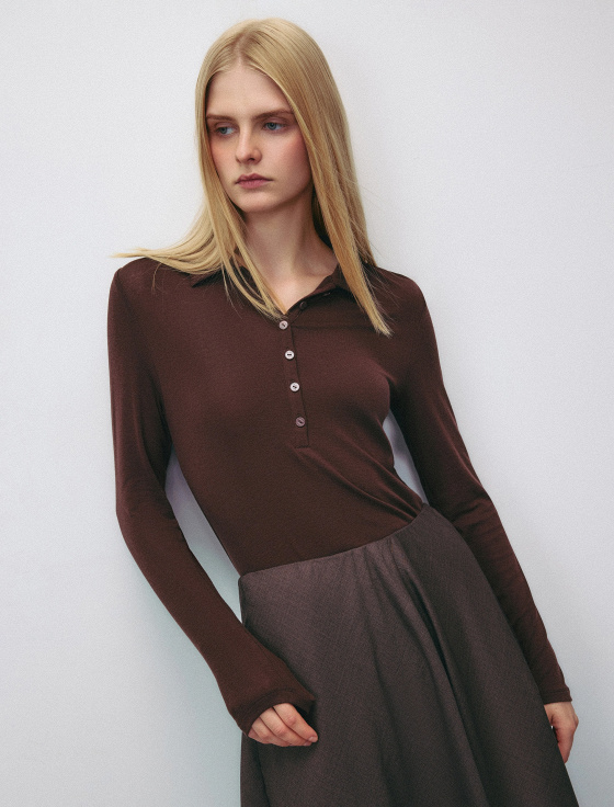 джемпер-поло из тенсела и шерсти - цена, описание и отзывы - фото №2