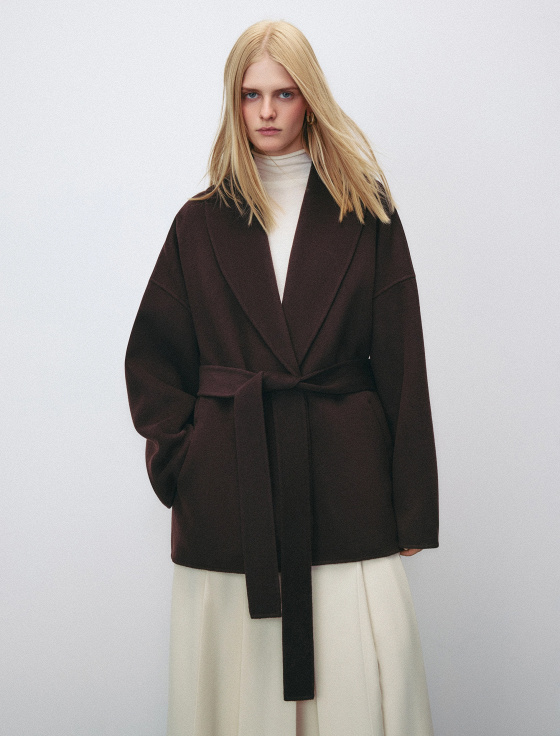пальто из шерсти с поясом - цена, описание и отзывы - фото №2