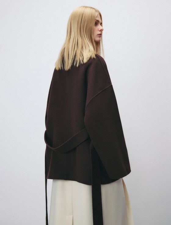 пальто из шерсти с поясом - цена, описание и отзывы - фото №4