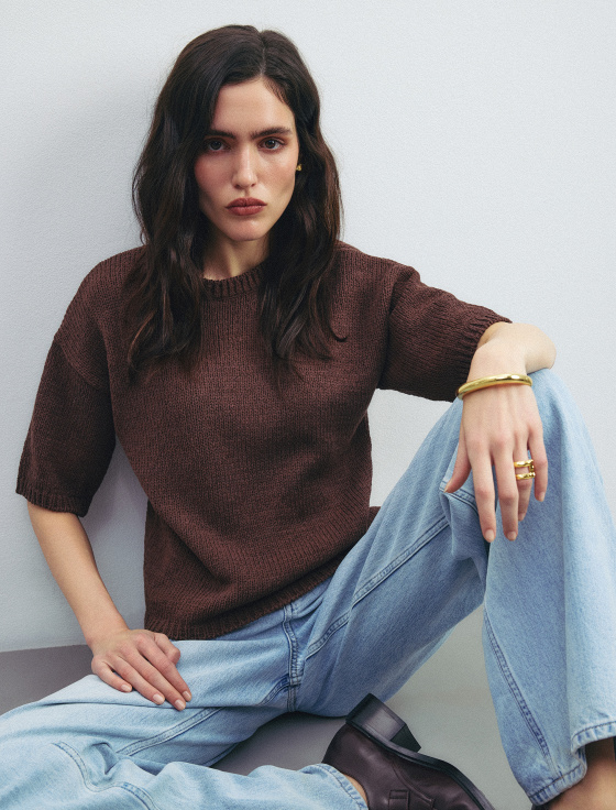 джемпер из хлопка с коротким рукавом - цена, описание и отзывы - фото №1