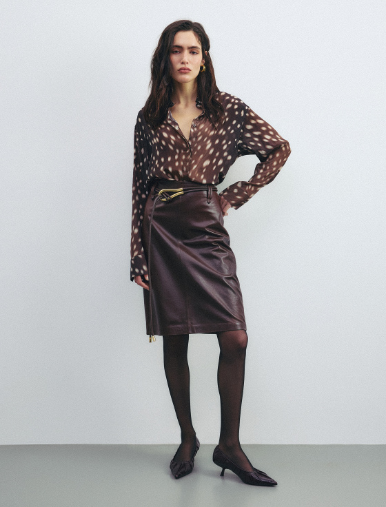 юбка миди из 100% натуральной кожи - цена, описание и отзывы - фото №2