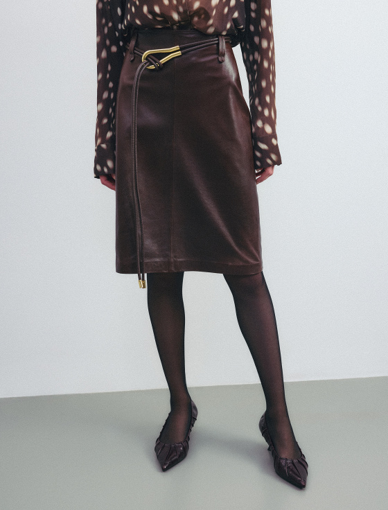 юбка миди из 100% натуральной кожи - цена, описание и отзывы - фото №3