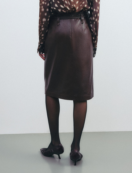 юбка миди из 100% натуральной кожи - цена, описание и отзывы - фото №4
