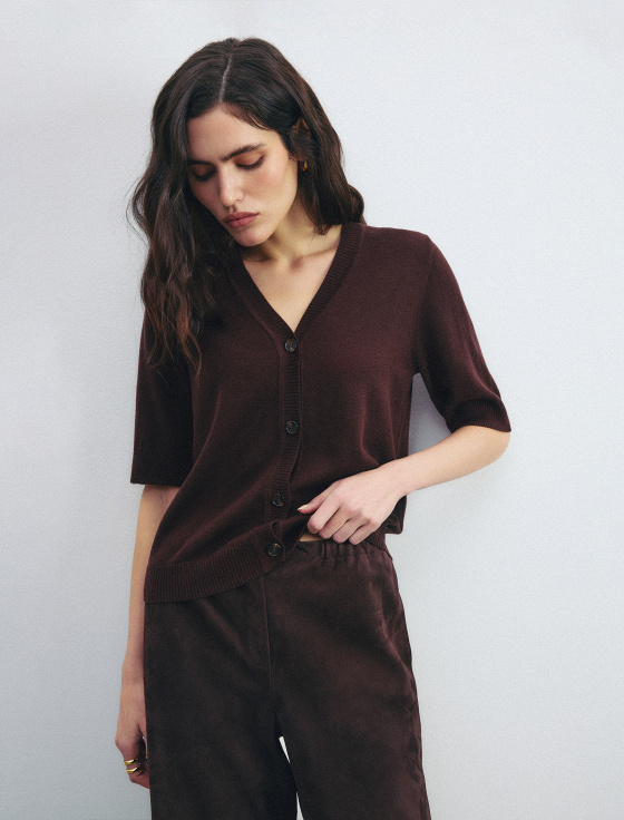 джемпер с коротким рукавом из шерсти и шёлка - цена, описание и отзывы - фото №3