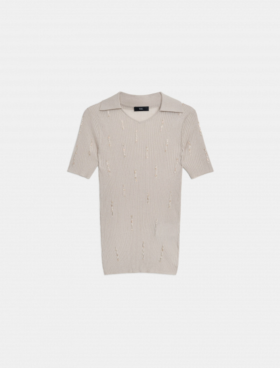 джемпер-поло из вискозы с бисером - цена, описание и отзывы - фото №1