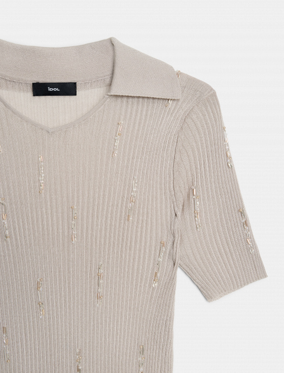 джемпер-поло из вискозы с бисером - цена, описание и отзывы - фото №3