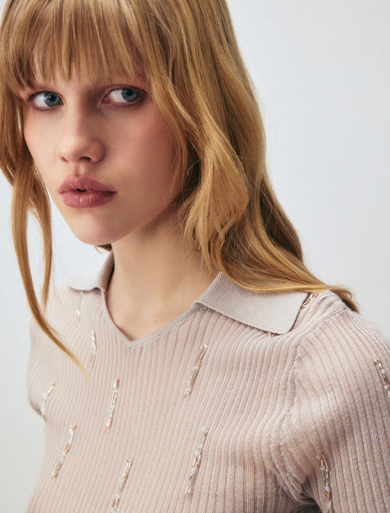 джемпер-поло из вискозы с бисером - цена, описание и отзывы - фото №5