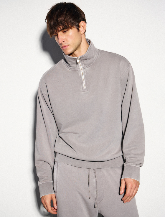 свитшот с горловиной на молнии из 100% хлопка - цена, описание и отзывы - фото №1