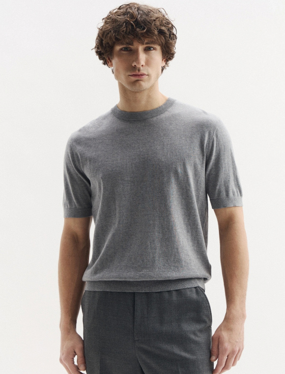 джемпер с коротким рукавом из хлопка и шёлка - цена, описание и отзывы - фото №2