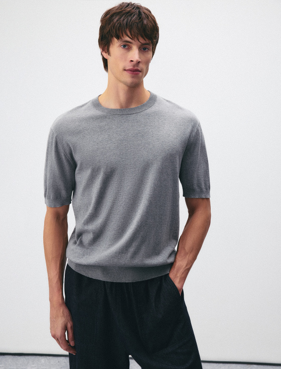 джемпер с коротким рукавом из хлопка и шёлка - цена, описание и отзывы - фото №2