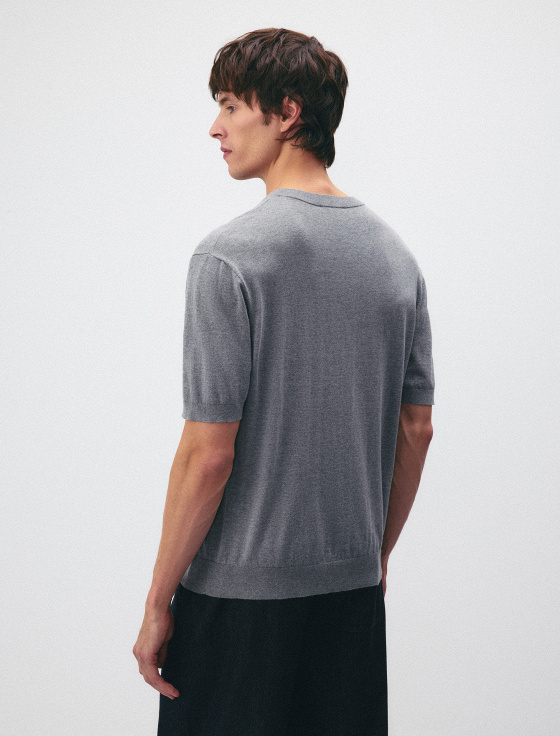 джемпер с коротким рукавом из хлопка и шёлка - цена, описание и отзывы - фото №3