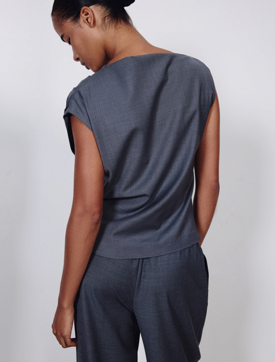 блузка из костюмной шерсти с драпировками - цена, описание и отзывы - фото №3