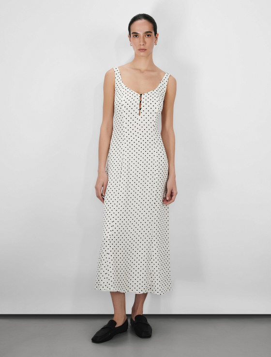 платье миди из вискозы с принтом горошек - цена, описание и отзывы - фото №4