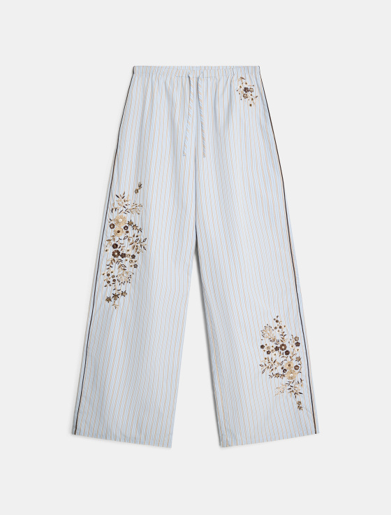 брюки из хлопка с цветочной вышивкой - цена, описание и отзывы - фото №1