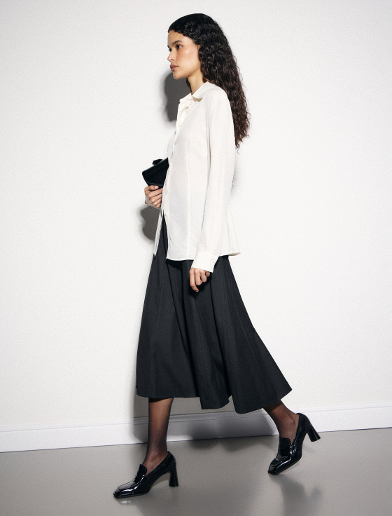 юбка-миди в складку из костюмной ткани - цена, описание и отзывы - фото №5